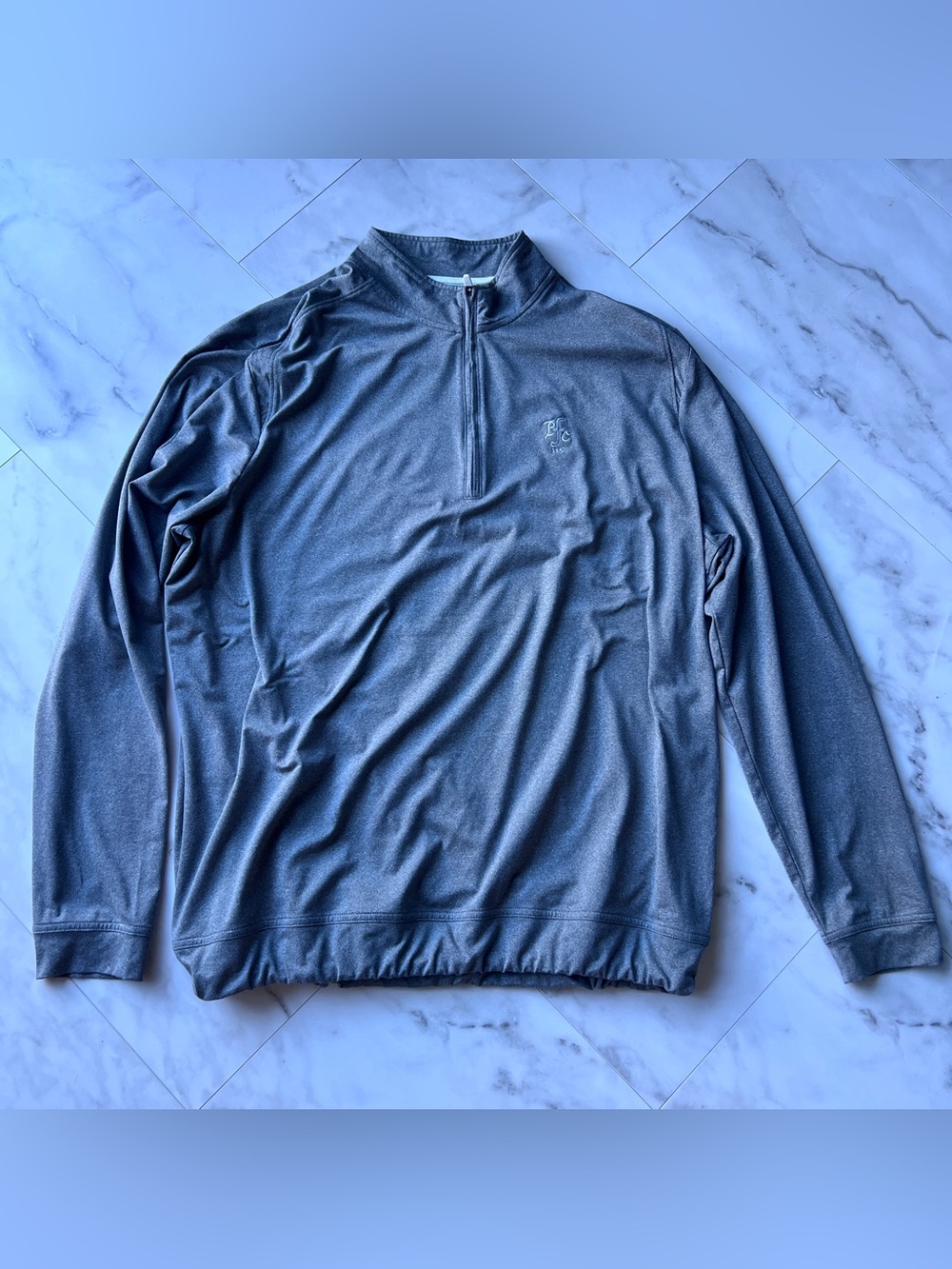 johnnie-O Men's Charcoal Quarter-Zip Pullover XL with golf logo